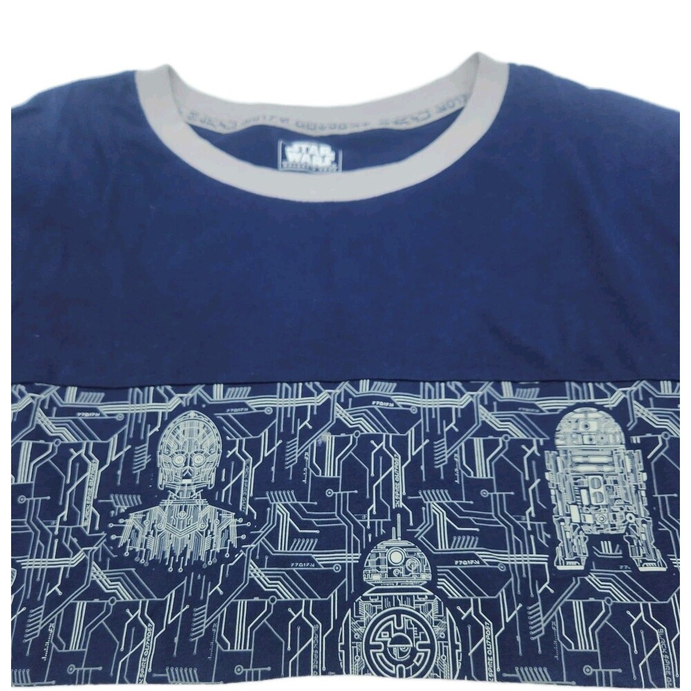 Disney Star Wars L Droid Depot T-shirt Galaxy's Edge Blue & Gray Sz L